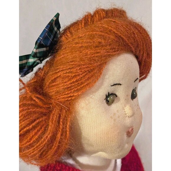 Handmade Doll Stockinette Schoolgirl Redhead Soft Sculpted Freckles Pouty 19" - Picture 6 of 16